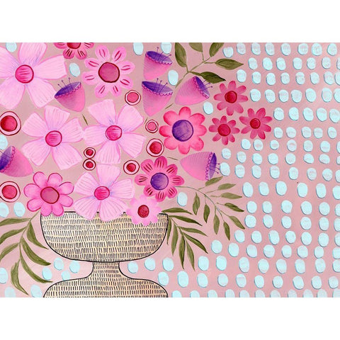 Cheeky Pink Floral I White Modern Wood Framed Art Print by Moore, Regina