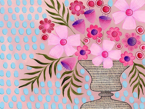 Cheeky Pink Floral II Black Ornate Wood Framed Art Print with Double Matting by Moore, Regina