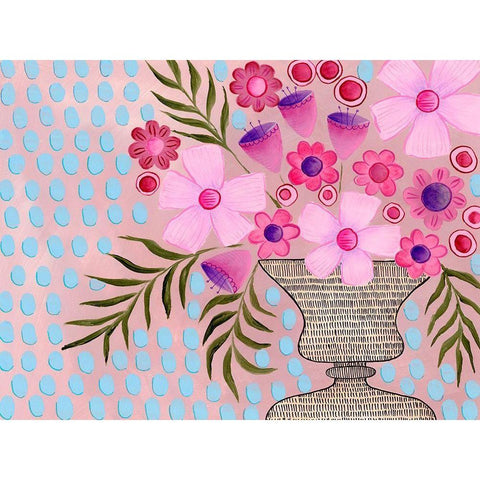 Cheeky Pink Floral II Black Modern Wood Framed Art Print by Moore, Regina