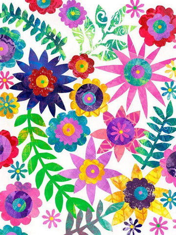 Hippie Floral I White Modern Wood Framed Art Print with Double Matting by Moore, Regina