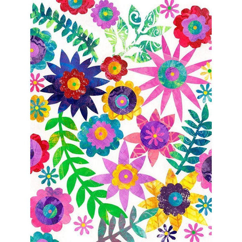 Hippie Floral I Black Modern Wood Framed Art Print by Moore, Regina