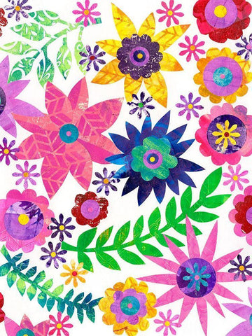 Hippie Floral II White Modern Wood Framed Art Print with Double Matting by Moore, Regina