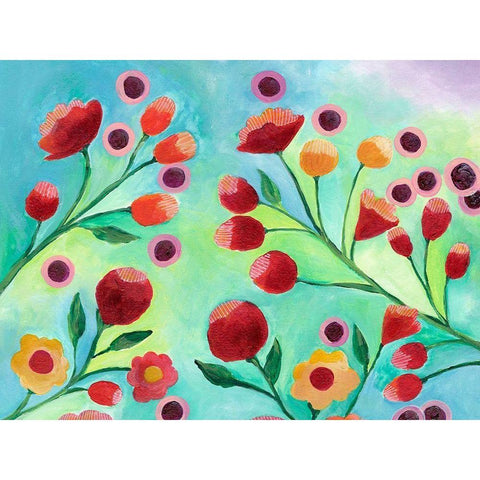 Jambalaya Floral III Black Modern Wood Framed Art Print with Double Matting by Moore, Regina