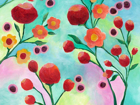 Jambalaya Floral IV White Modern Wood Framed Art Print with Double Matting by Moore, Regina