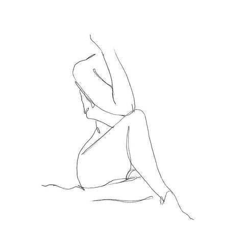 Nude Contour Sketch I Gold Ornate Wood Framed Art Print with Double Matting by Harper, Ethan