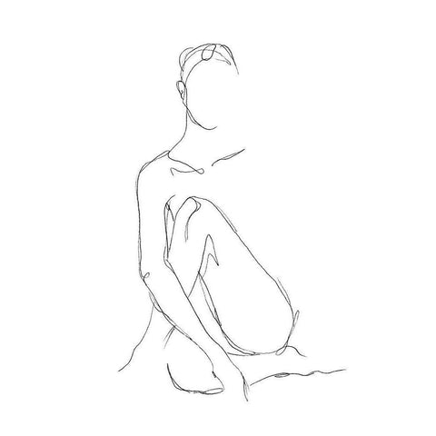 Nude Contour Sketch II Gold Ornate Wood Framed Art Print with Double Matting by Harper, Ethan