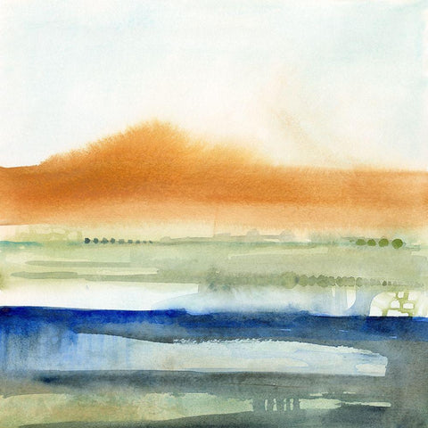 Sunwashed Strata II White Modern Wood Framed Art Print with Double Matting by Borges, Victoria