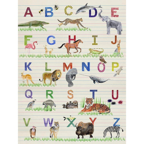 Alphabet Animals Black Modern Wood Framed Art Print with Double Matting by Ludwig, Alicia