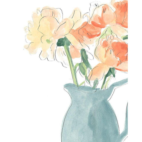 Soft Posy Sketch III Black Modern Wood Framed Art Print with Double Matting by Vess, June Erica