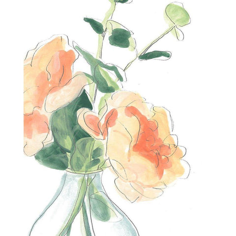 Soft Posy Sketch IV Black Modern Wood Framed Art Print by Vess, June Erica