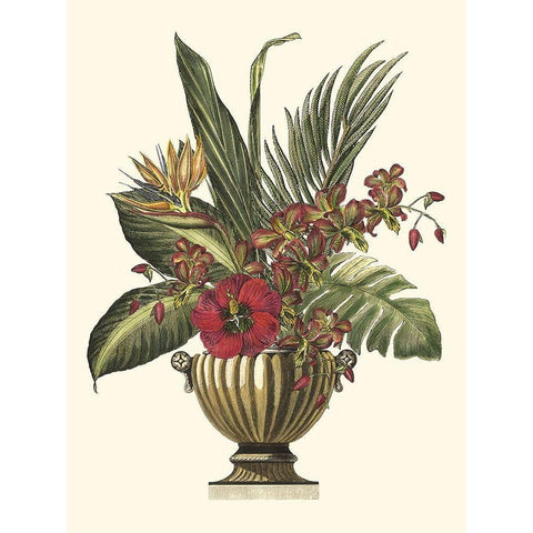 Tropical Foliage in Urn I Black Modern Wood Framed Art Print with Double Matting by Vision Studio