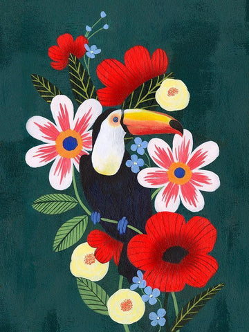 Tropical Toucan I Black Ornate Wood Framed Art Print with Double Matting by Popp, Grace