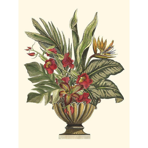 Tropical Foliage in Urn II  Gold Ornate Wood Framed Art Print with Double Matting by Vision Studio