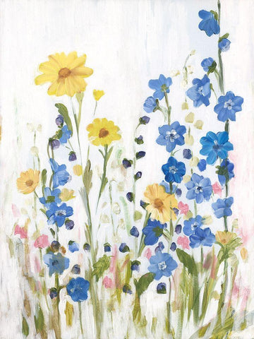 Periwinkle Wildflowers II White Modern Wood Framed Art Print with Double Matting by Iafrate, Sandra