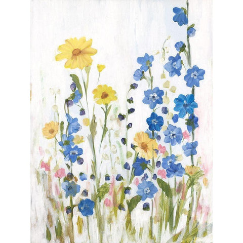 Periwinkle Wildflowers II Black Modern Wood Framed Art Print by Iafrate, Sandra