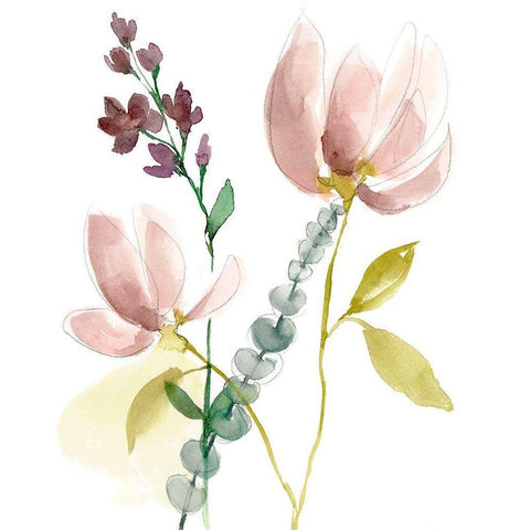 Pastel Flower Composition I White Modern Wood Framed Art Print by Goldberger, Jennifer