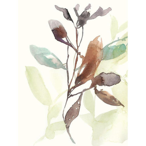 Rusty Sienna Leaves I Black Modern Wood Framed Art Print with Double Matting by Goldberger, Jennifer