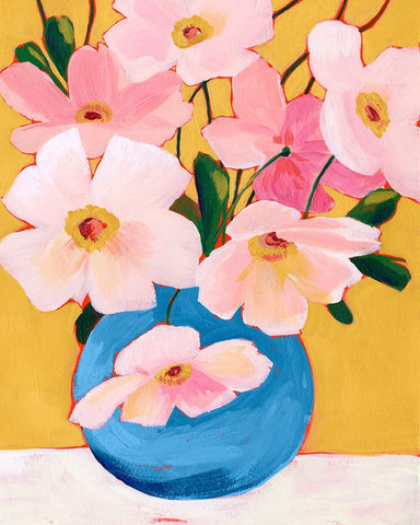 Sunday Flora I White Modern Wood Framed Art Print with Double Matting by Popp, Grace