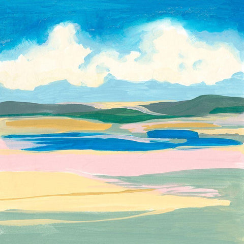 Pastel Rolling Fields II White Modern Wood Framed Art Print by Goldberger, Jennifer