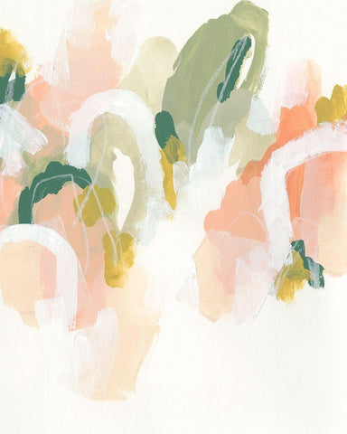 Pastel Cascade I White Modern Wood Framed Art Print with Double Matting by Vess, June Erica