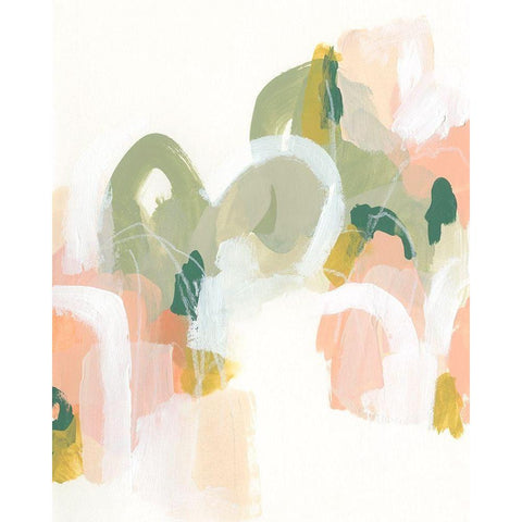 Pastel Cascade II White Modern Wood Framed Art Print by Vess, June Erica