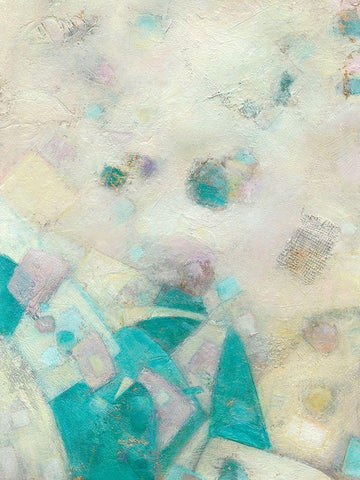 Turquoise Celebration I White Modern Wood Framed Art Print with Double Matting by Crawford, Beverly