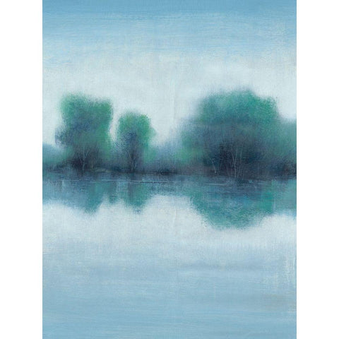 Misty Blue Morning I Black Modern Wood Framed Art Print with Double Matting by OToole, Tim