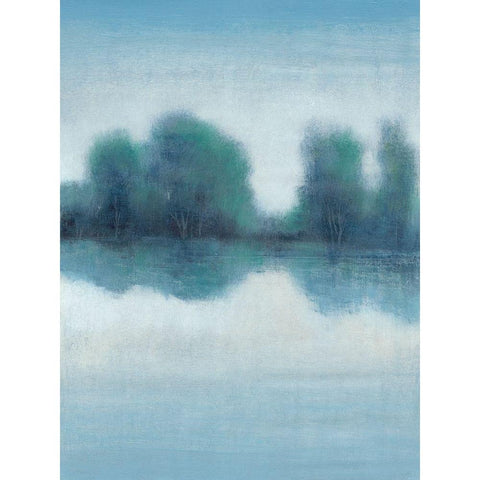 Misty Blue Morning II White Modern Wood Framed Art Print by OToole, Tim