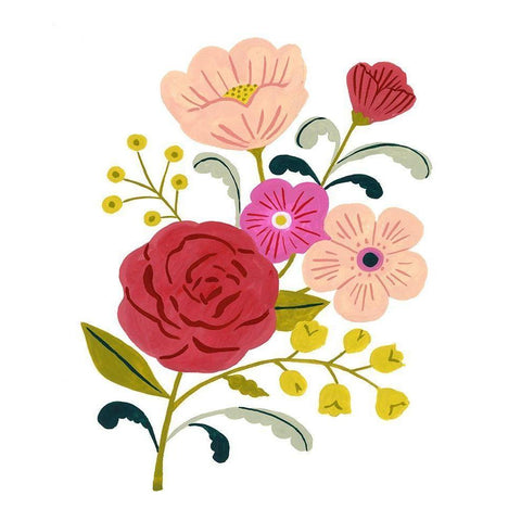 Simple Flora I Black Modern Wood Framed Art Print with Double Matting by Borges, Victoria