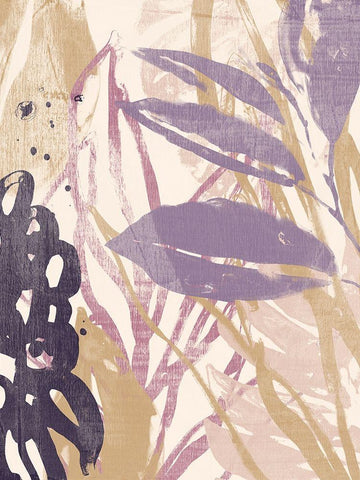 Purple Palms II Black Ornate Wood Framed Art Print with Double Matting by Vess, June Erica