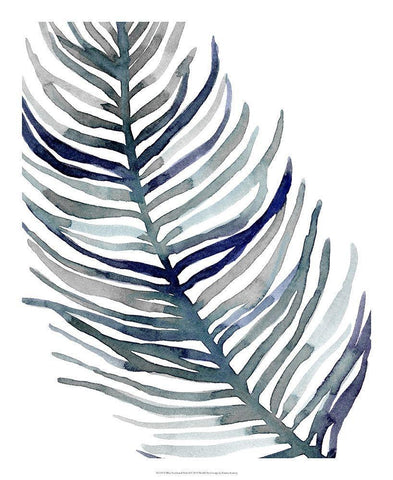 Blue Feathered Palm I White Modern Wood Framed Art Print with Double Matting by Scarvey, Emma