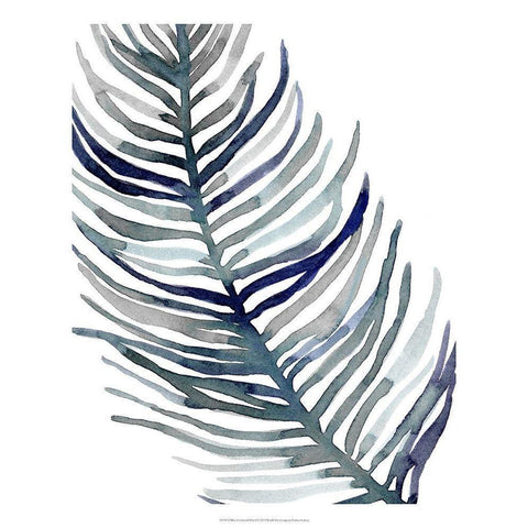 Blue Feathered Palm I Black Modern Wood Framed Art Print with Double Matting by Scarvey, Emma