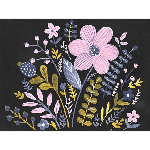 Sweet Folk Florals I Black Modern Wood Framed Art Print with Double Matting by Parker, Jennifer Paxton