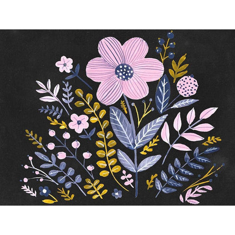 Sweet Folk Florals II Black Modern Wood Framed Art Print with Double Matting by Parker, Jennifer Paxton