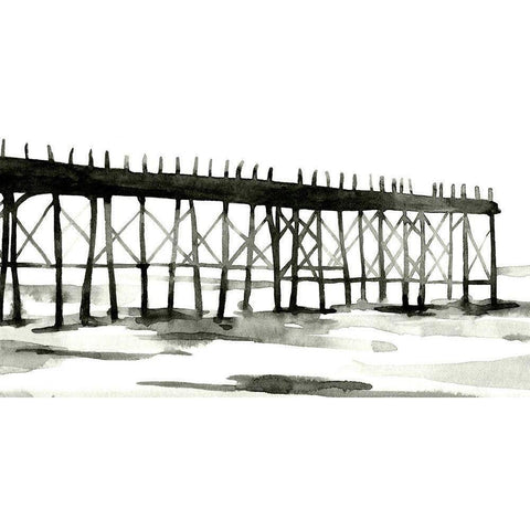 Serene Pier I Black Modern Wood Framed Art Print with Double Matting by Scarvey, Emma