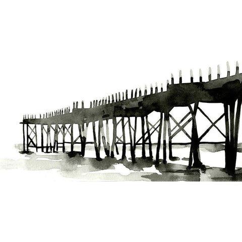 Serene Pier II Black Modern Wood Framed Art Print with Double Matting by Scarvey, Emma