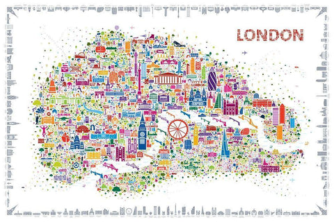 Iconic Cities-London Black Ornate Wood Framed Art Print with Double Matting by Esquer, Rafael