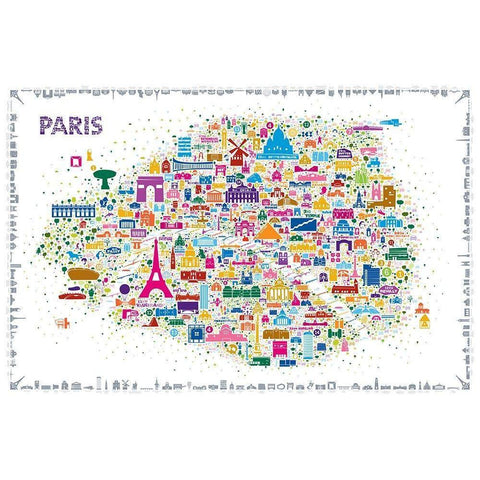 Iconic Cities-Paris Black Modern Wood Framed Art Print with Double Matting by Esquer, Rafael