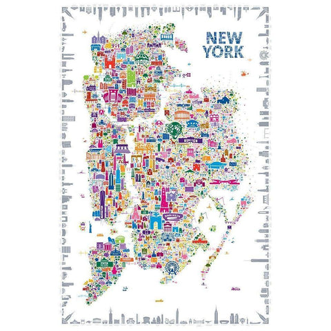 Iconic Cities-New York Gold Ornate Wood Framed Art Print with Double Matting by Esquer, Rafael