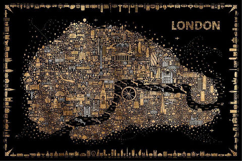 Glam Iconic Cities-London White Modern Wood Framed Art Print with Double Matting by Esquer, Rafael