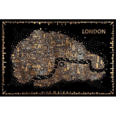 Glam Iconic Cities-London White Modern Wood Framed Art Print by Esquer, Rafael