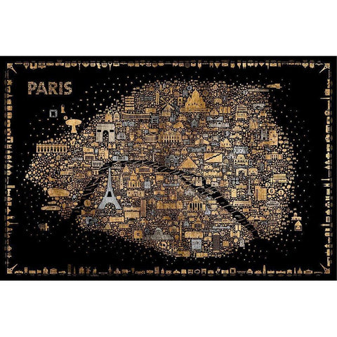 Glam Iconic Cities-Paris White Modern Wood Framed Art Print by Esquer, Rafael