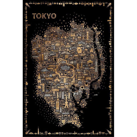 Glam Iconic Cities-Tokyo White Modern Wood Framed Art Print by Esquer, Rafael