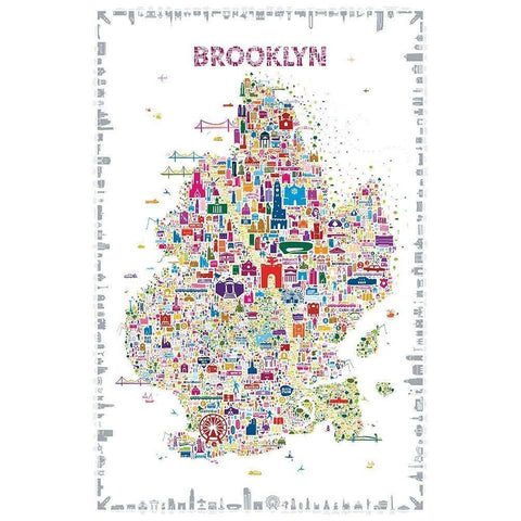 New York Collection-Brooklyn Black Modern Wood Framed Art Print by Esquer, Rafael