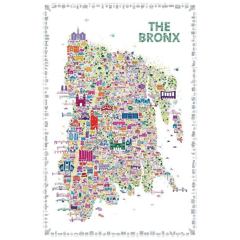 New York Collection-Bronx White Modern Wood Framed Art Print by Esquer, Rafael