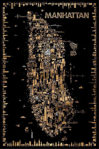 Glam New York Collection-Manhattan White Modern Wood Framed Art Print with Double Matting by Esquer, Rafael