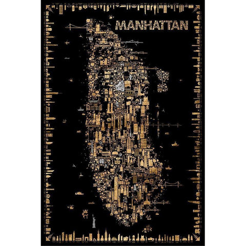 Glam New York Collection-Manhattan White Modern Wood Framed Art Print by Esquer, Rafael