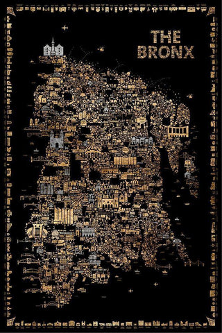 Glam New York Collection-Bronx Black Ornate Wood Framed Art Print with Double Matting by Esquer, Rafael