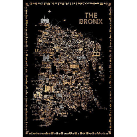 Glam New York Collection-Bronx Black Modern Wood Framed Art Print with Double Matting by Esquer, Rafael