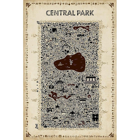 Antique New York Collection-Central Park Gold Ornate Wood Framed Art Print with Double Matting by Esquer, Rafael